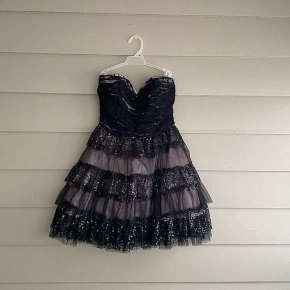 Strapless Black Sequined Dress - Picture 2 of 5